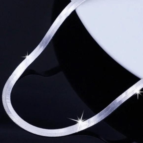 NEW “20” 925 STERLING SILVER SNAKE FLATE NECKLACE - Picture 6 of 7